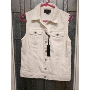 Vince White Denim Jean Collared Vest Front Pockets Women's Size S DV1779011 NWT